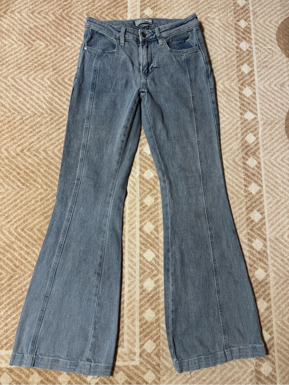 High-Rise Wide Leg Jeans in Washed Gray-Blue